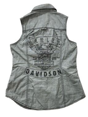 Harley-Davidson Sleeveless Button Shirt Sz S